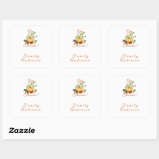 Oranje pompoen Thanksgiving wenst Sticker (Vel)