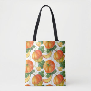 Oranje pompoen: zomer-herfst groentepatroon. draagtas