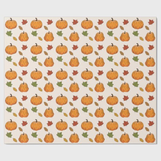 Oranje pompoenen en herfst lantaarns cadeaupapier (Vlak)