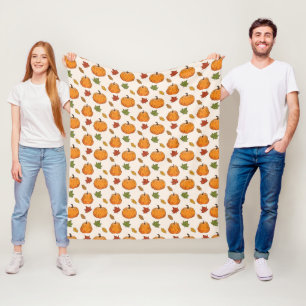 Oranje Pompoenen En Herfstbladeren Patroon Fleece Deken