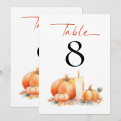 Oranje pompoenen kaars bruiloft tafel nummer (Voorkant / Achterkant)