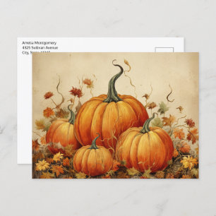 Oranje pompoenen Rustic Autumn Briefkaart