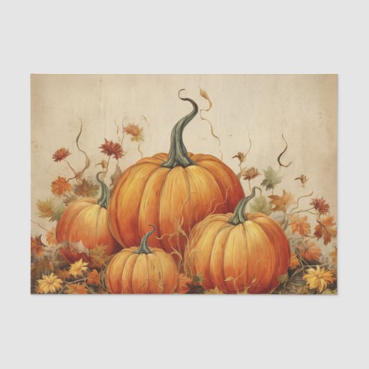 Oranje pompoenen Rustic Autumn Tissuepapier (Voorkant)