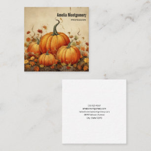 Oranje pompoenen Rustic Autumn Vierkante Visitekaartje