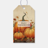 Oranje pompoenen rustieke herfst Thanksgiving Cadeaulabel (Voorkant)