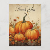 Oranje pompoenen rustieke herfstdank briefkaart (Voorkant)