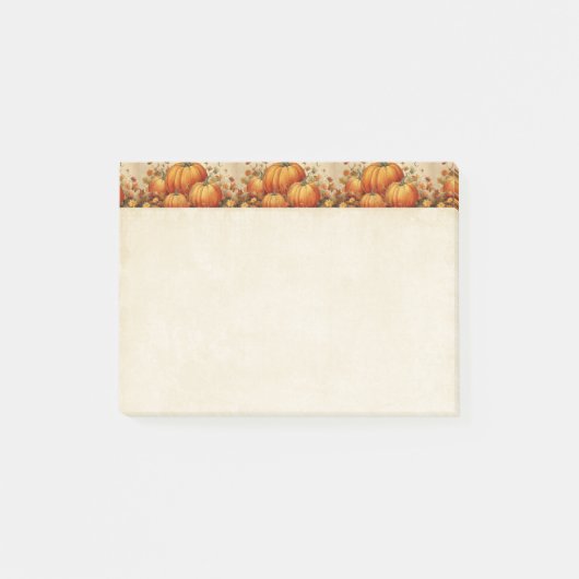 Oranje pompoenen rustieke herfstpatroon post-it® notes (Voorkant)