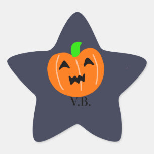 Oranje pompoengriezelige ogen halloween add name ster sticker