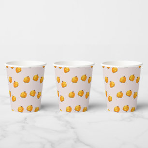 Oranje pompoenkoppatroon papieren bekers