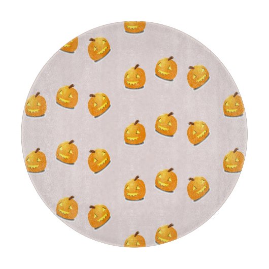 Oranje pompoenkoppatroon snijplank (Voorkant)