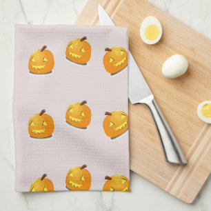 Oranje pompoenkoppatroon theedoek