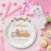 Oranje pompoenpleister herfstverjaardag papieren bordje (Feest)