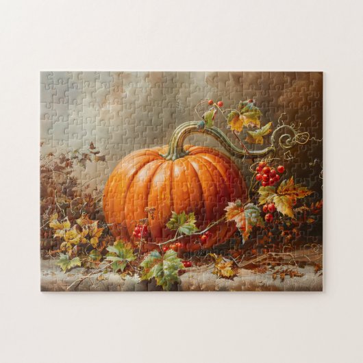 Oranje pompoenschilderij Legpuzzel (Horizontaal)