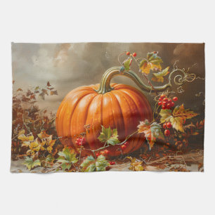  Oranje pompoenschilderij Theedoek