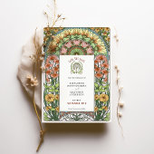 Oranje Poppies & Daisies Art Nouveau Bewaar de dat Kaart