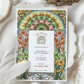 Oranje Poppies & Daisies Art Nouveau Bewaar de dat Kaart