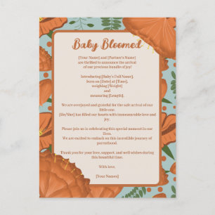Oranje Poppy Baby Bloomed Het thema van de voorjaa Briefkaart