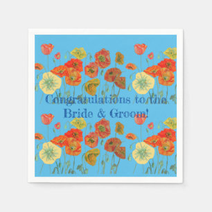 Oranje Poppy Bride & Groom Serviette Servetten Bla