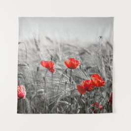 Oranje Poppy Flower Field minimalistische fotograf Wandkleed