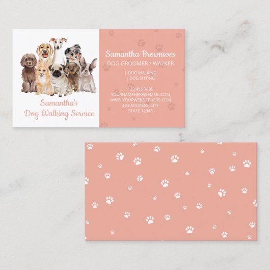 Oranje poten Waterverf honden Visitekaartje (Voorkant / Achterkant)
