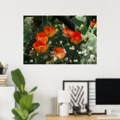 Oranje Prickly Pear Cactus Flower Poster (Thuiskantoor)