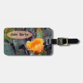 Oranje Prickly Pear Opuntia Cactus Flower Photo Bagagelabel (Voorkant horizontaal)