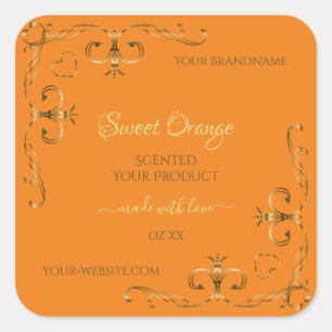 Oranje productlabels Gold cornergrenzen Vierkante Sticker