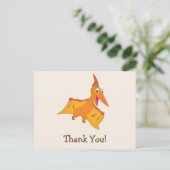 Oranje Pterodactyl Dinosaurus Dank u Briefkaart (Staand voorkant)