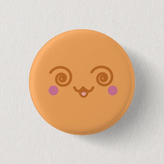 Oranje Puff Face 2 Ronde Button 3,2 Cm (Voorkant)