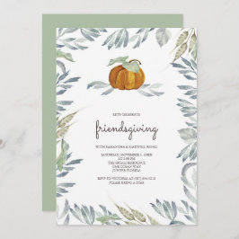 Oranje Pumpkin Greenery Friendsgiving Kaart