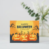 Oranje Pumpkin Halloween Briefkaart (Staand voorkant)