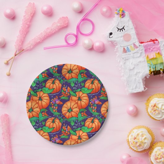 Oranje Pumpkin Halloween Papieren Bordje (Feest)