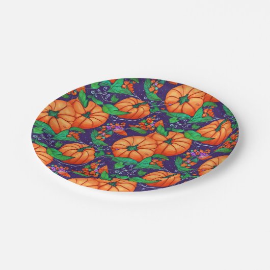 Oranje Pumpkin Halloween Papieren Bordje (Gekanteld)