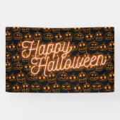 Oranje Pumpkins Halloween Pattern Spandoek (Horizontaal)