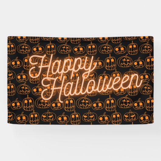 Oranje Pumpkins Halloween Pattern Spandoek (Horizontaal)