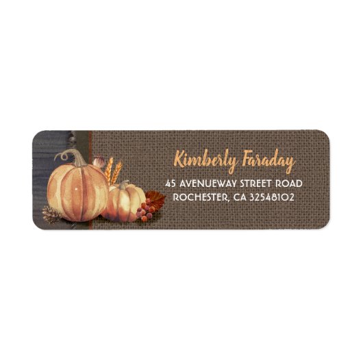 Oranje Pumpkins Rustic Herfst Party Etiket (Voorkant)
