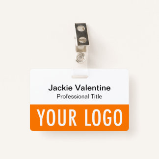 Oranje PVC Naam Badge met Clip Lanyard of Reel