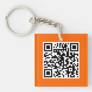 Oranje QR-CODE Aangepast Sleutelhanger
