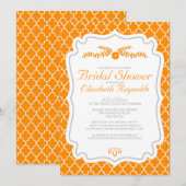 Oranje Quatrefoil Bridal Shower Invitations Kaart (Voorkant / Achterkant)