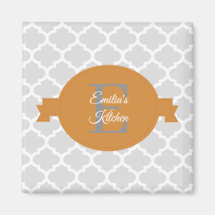 Oranje Quatrefoil - Gepersonaliseerd Magnet Magneet