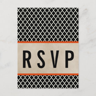Oranje Quatrefoil RSVP Briefkaart