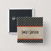 Oranje Quatrefoil Sweet 16 Button (Voorkant /achterkant)