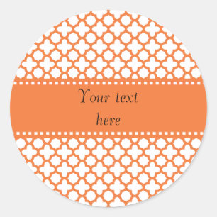 Oranje Quatrefoliepatroon Ronde Sticker