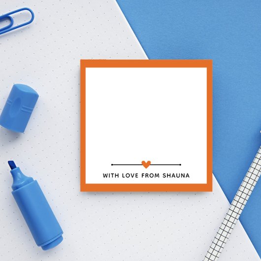 Oranje rand en hart met liefde van post-it® notes