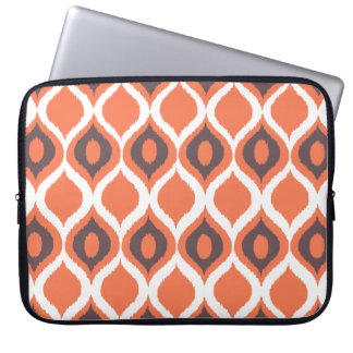 Oranje recombinant geometrisch ikattribaal printpa laptop sleeve