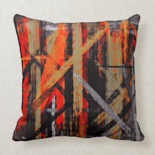 Oranje Red Grey Abstract Kussen