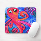 Oranje-Red Octopus Mousepad Muismat (Met muis)