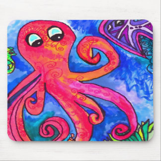 Oranje-Red Octopus Mousepad Muismat
