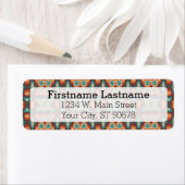 Oranje Red Turquoise Rustic Cabin Mosaic Pattern Etiket (Insitu)