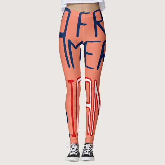 Oranje Red White Blue Woman African American Leggings (Voorkant)